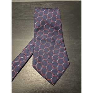 WINDSOR 100% Silk Neck Tie Blue Red Chicken Wire Nautical Made in USA 58" x 4"